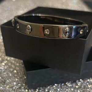Kurt Geiger  London Polished Silver  Crystal Hinge Bangle Bracelet